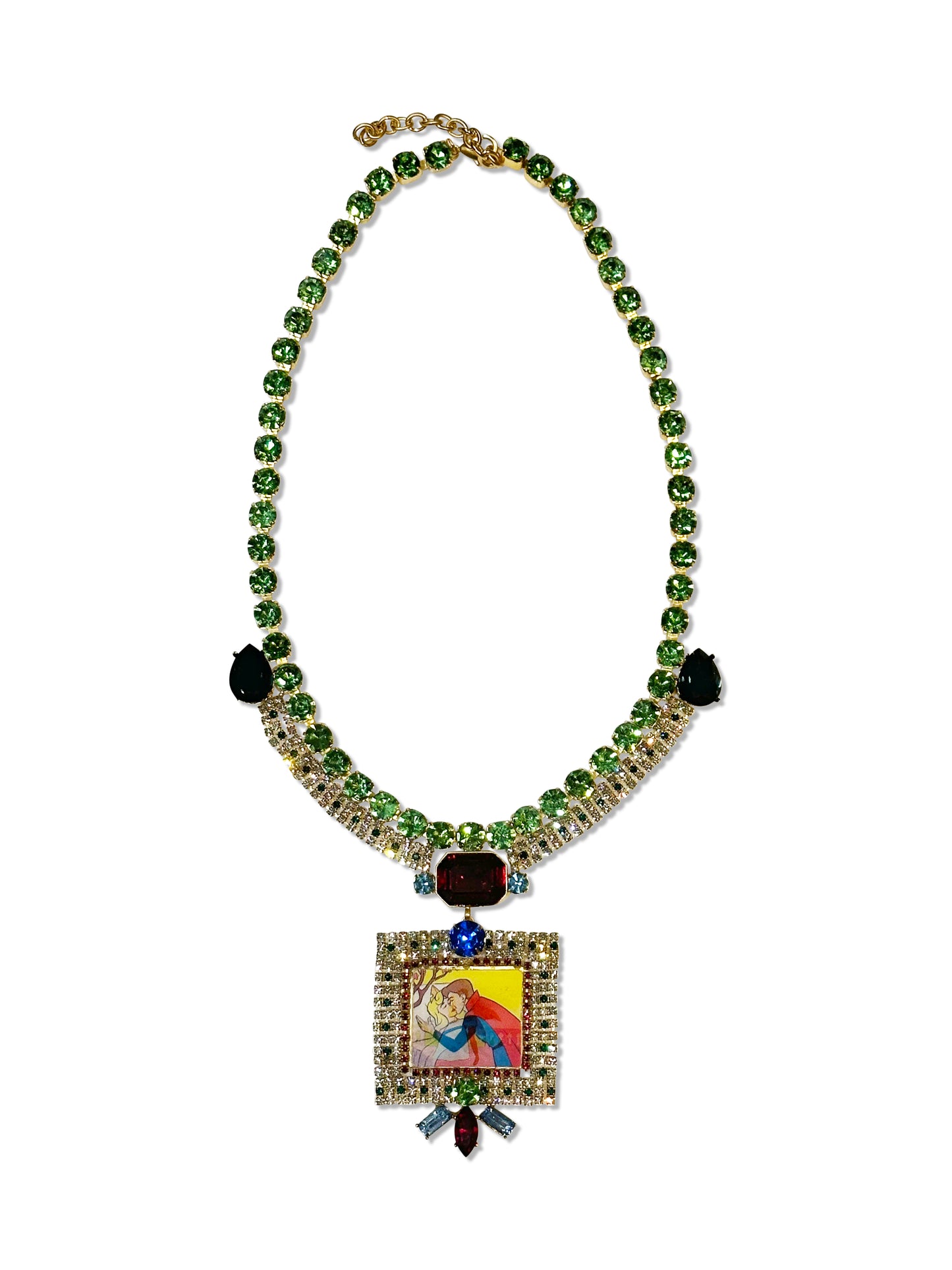 Sleeping Beauty Lenticular Swarowski Crystal Statement Necklace