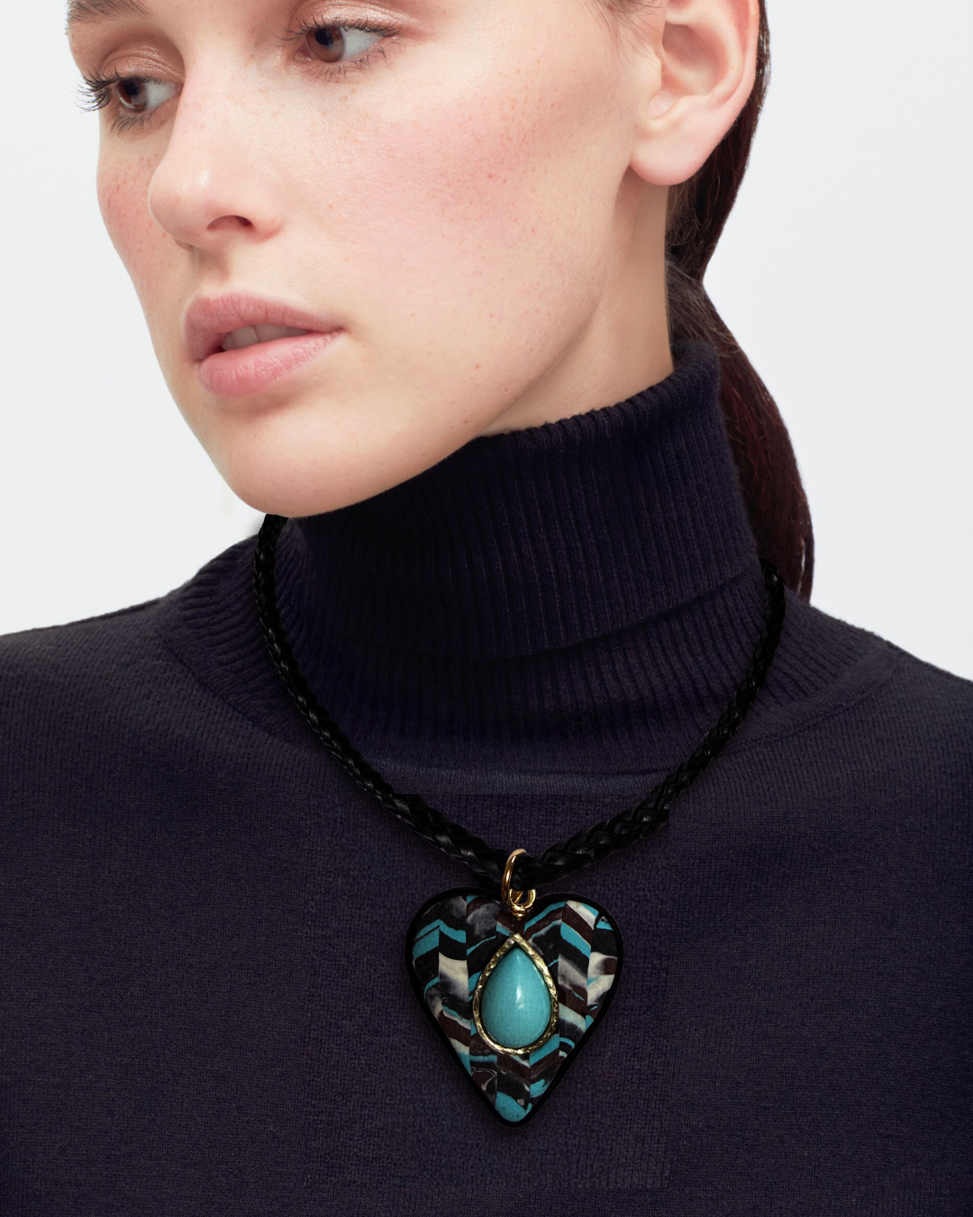 Moroccan Heart Shaped Tile Statement Necklace