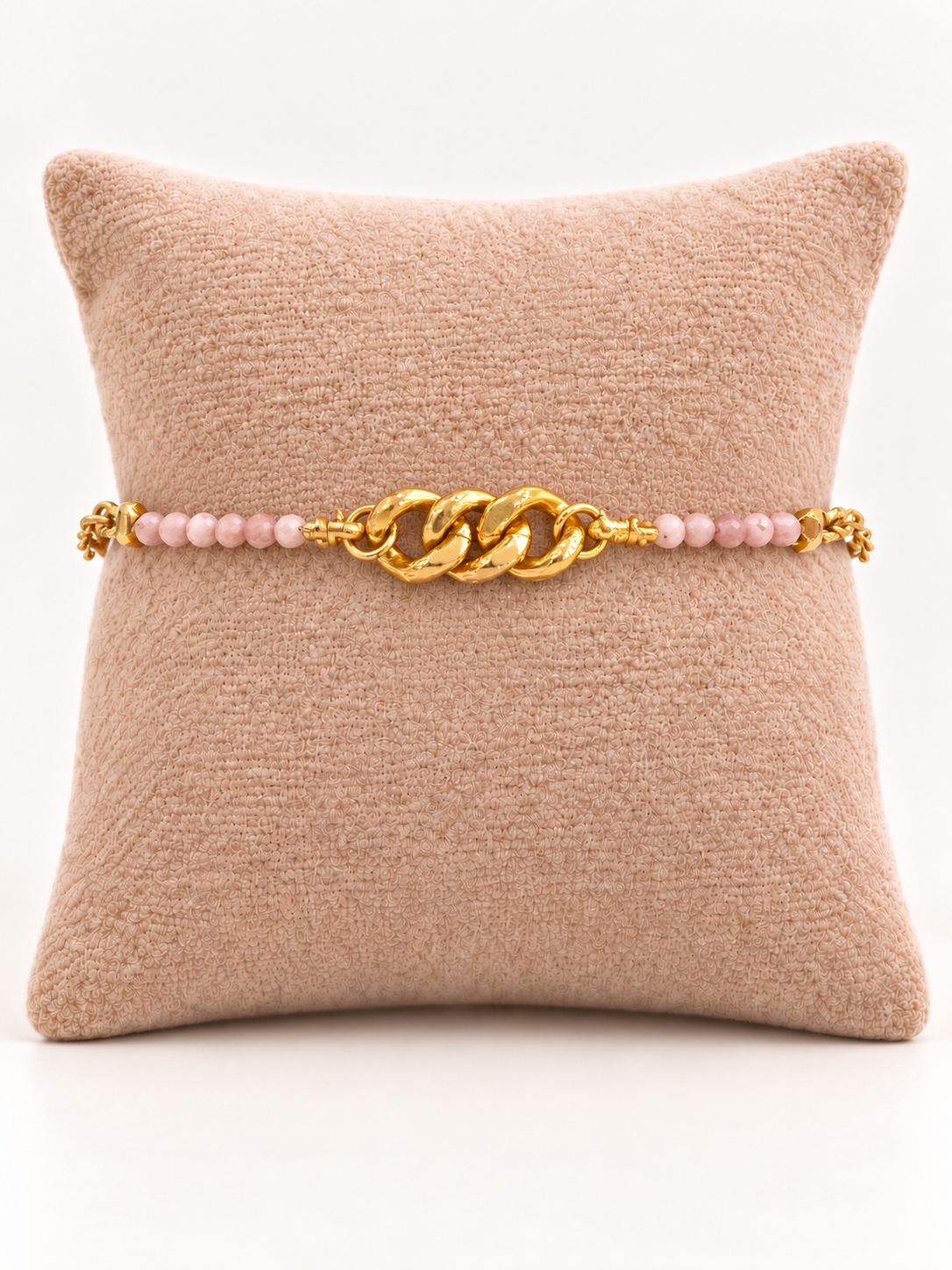 Dainty Intentional Pink Opal bracelet with Gold Plated Chain