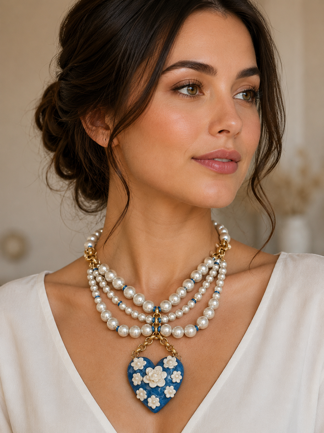 Positano Porcelain Heart Statement Necklace