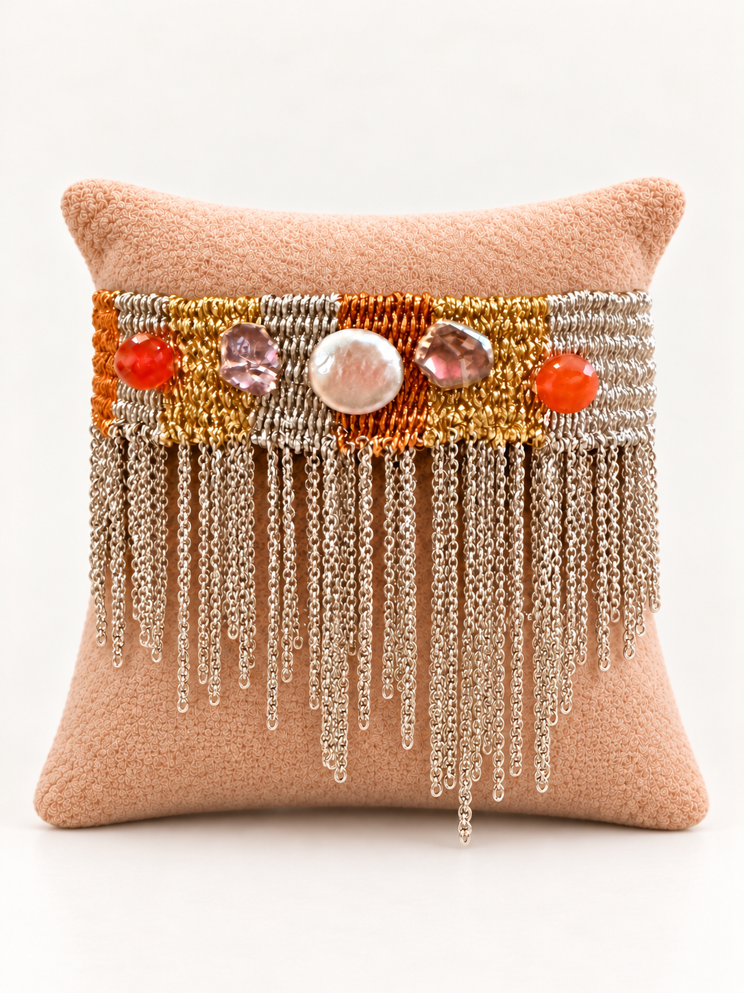 Hand woven 2 tone Metallic Fringe Bracelet