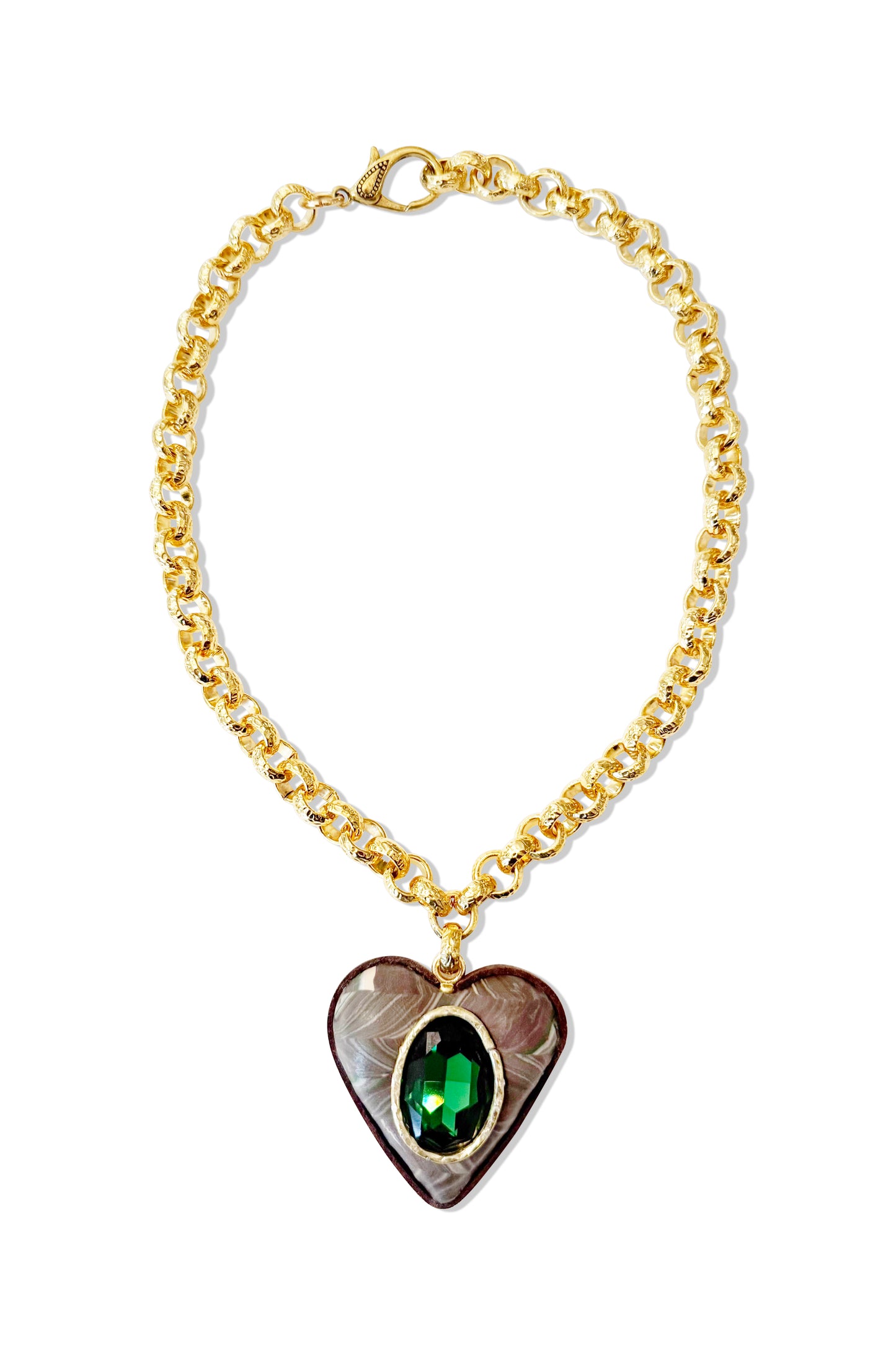 Green Tea Statement Heart Necklace