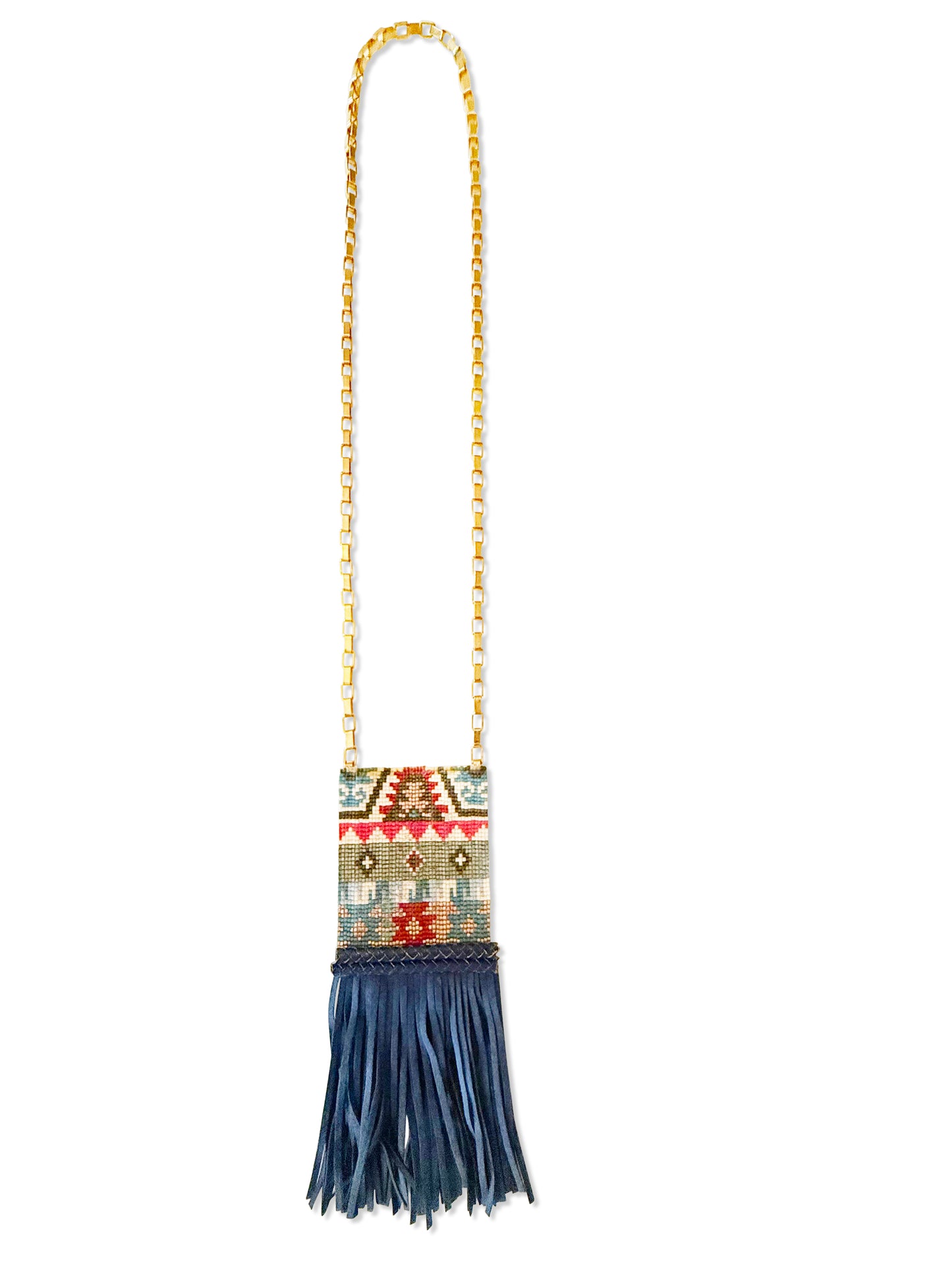 Boho Carpet Moroccan Long beaded Fringe Necklace