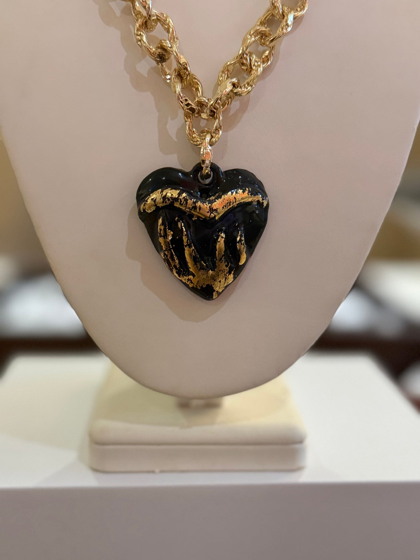 Midnight in Rome Black Porcelain Statement Necklace