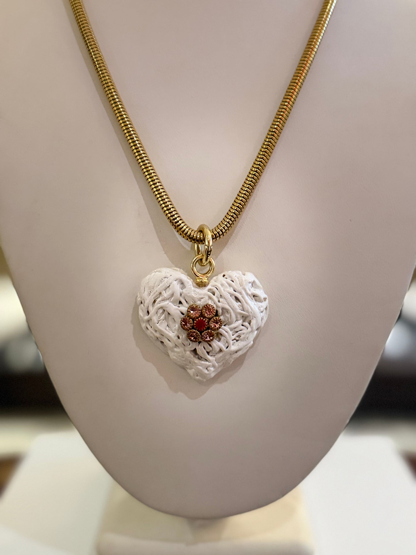 Capellini White Porcelain Heart Necklace