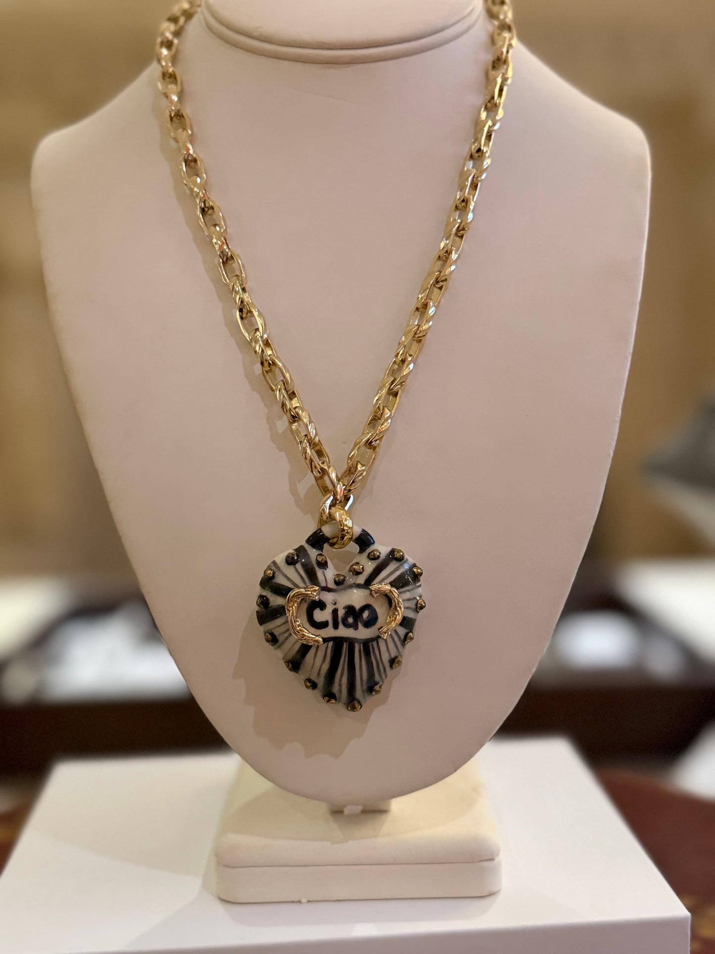 Ciao Bella Porcelain Heart pendant Necklace