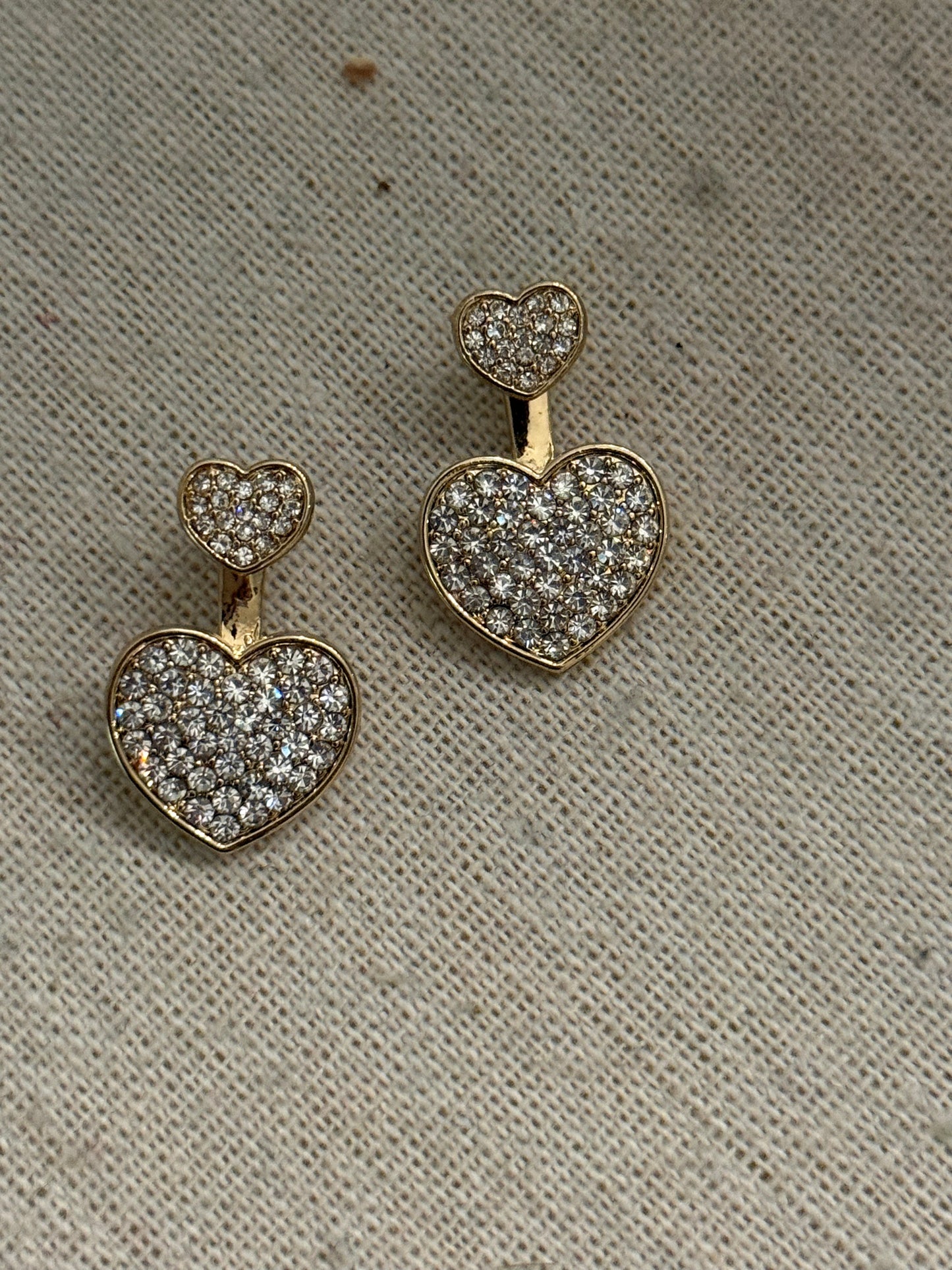 Crystal Double Heart Ear Jacket Earrings