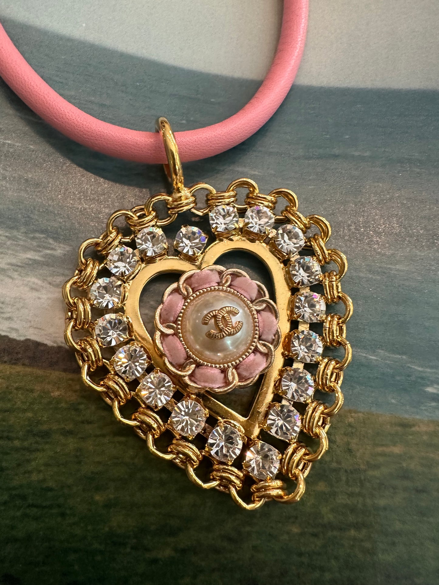 Soft Pink Vintage Button Necklace