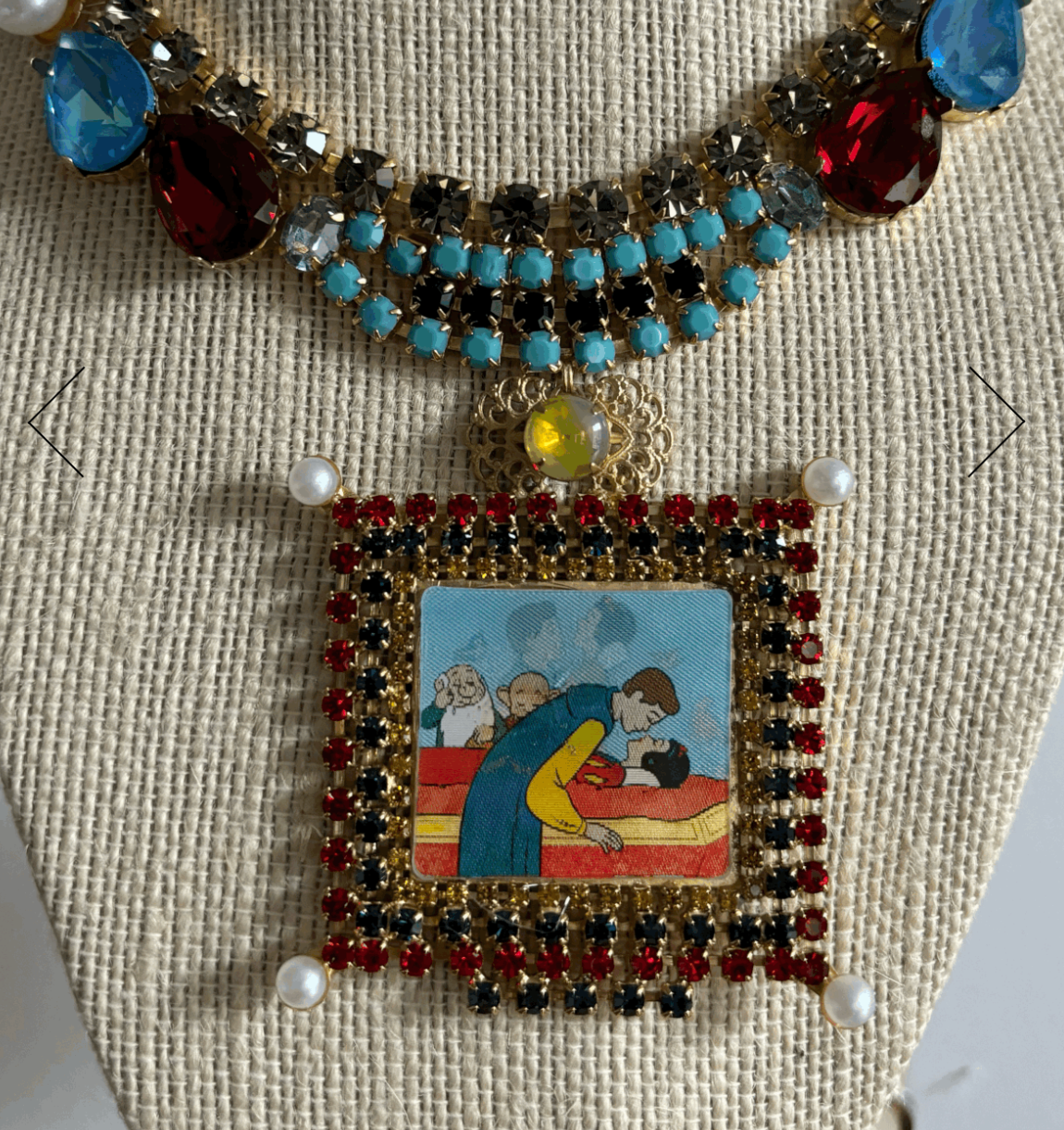 Sleeping Beauty Lenticular Swarowski Crystal Statement Necklace