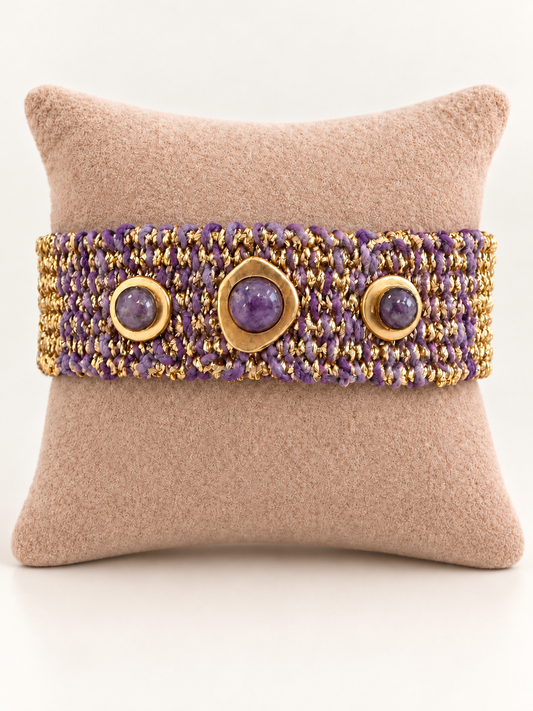 Intentional Amethyst Handwoven Bracelet One of a Kind
