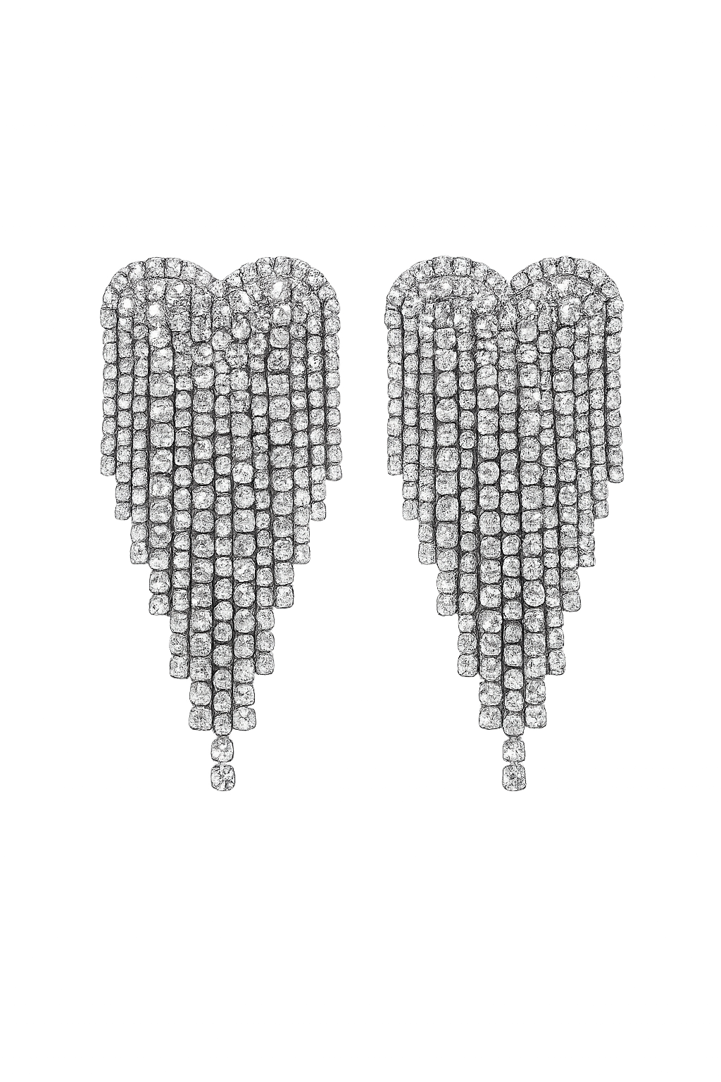 Hanging Crystal Heart Statement Earrings