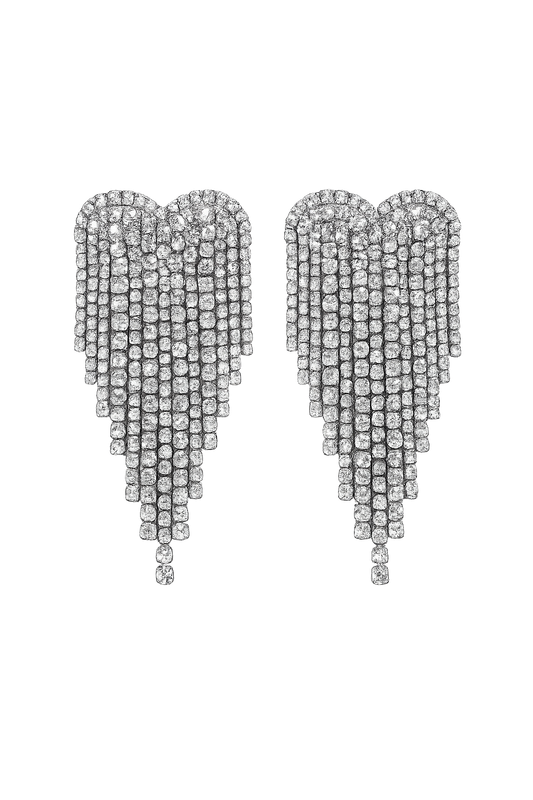 Hanging Crystal Heart Statement Earrings
