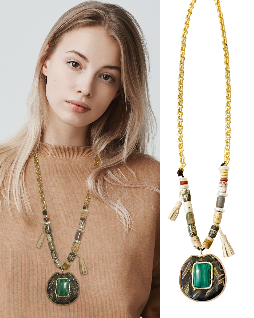 Mint Tea Long Statement Necklace