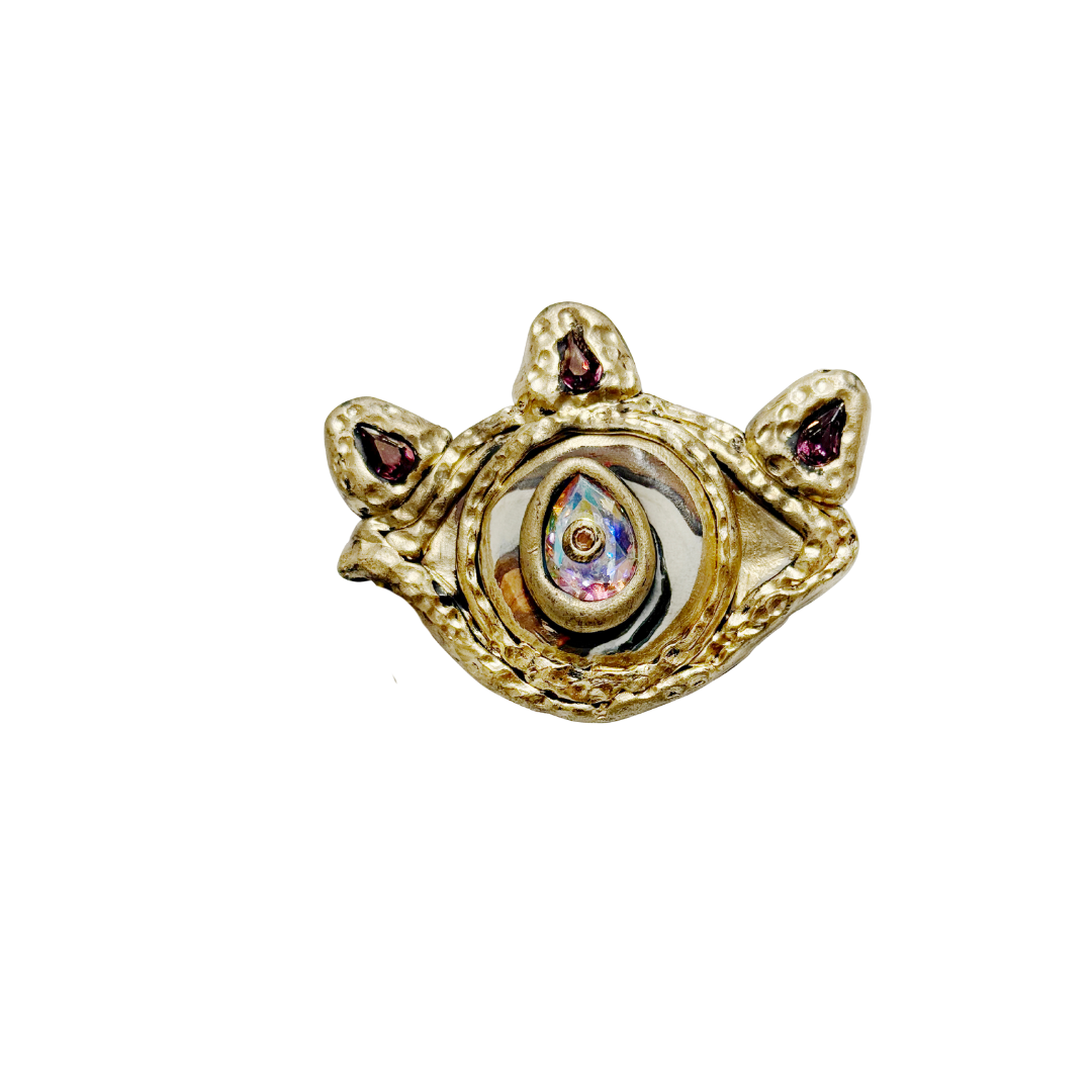 Golden Coin Evil Eye Pin/Brooch
