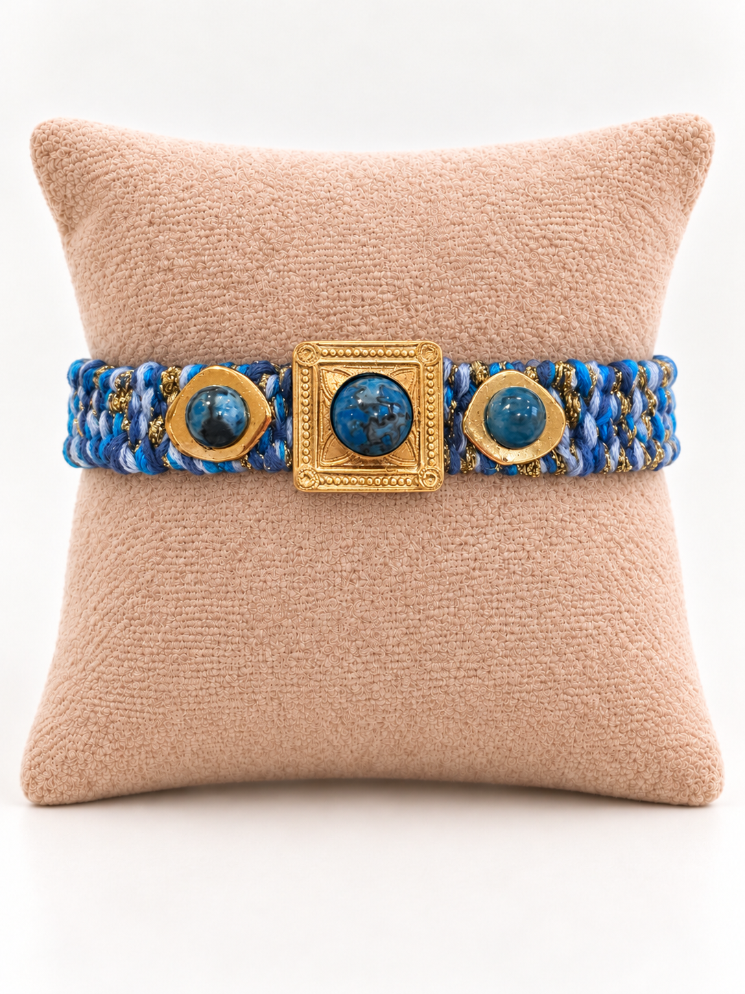 Hand Woven Blue and Gold Bracelet