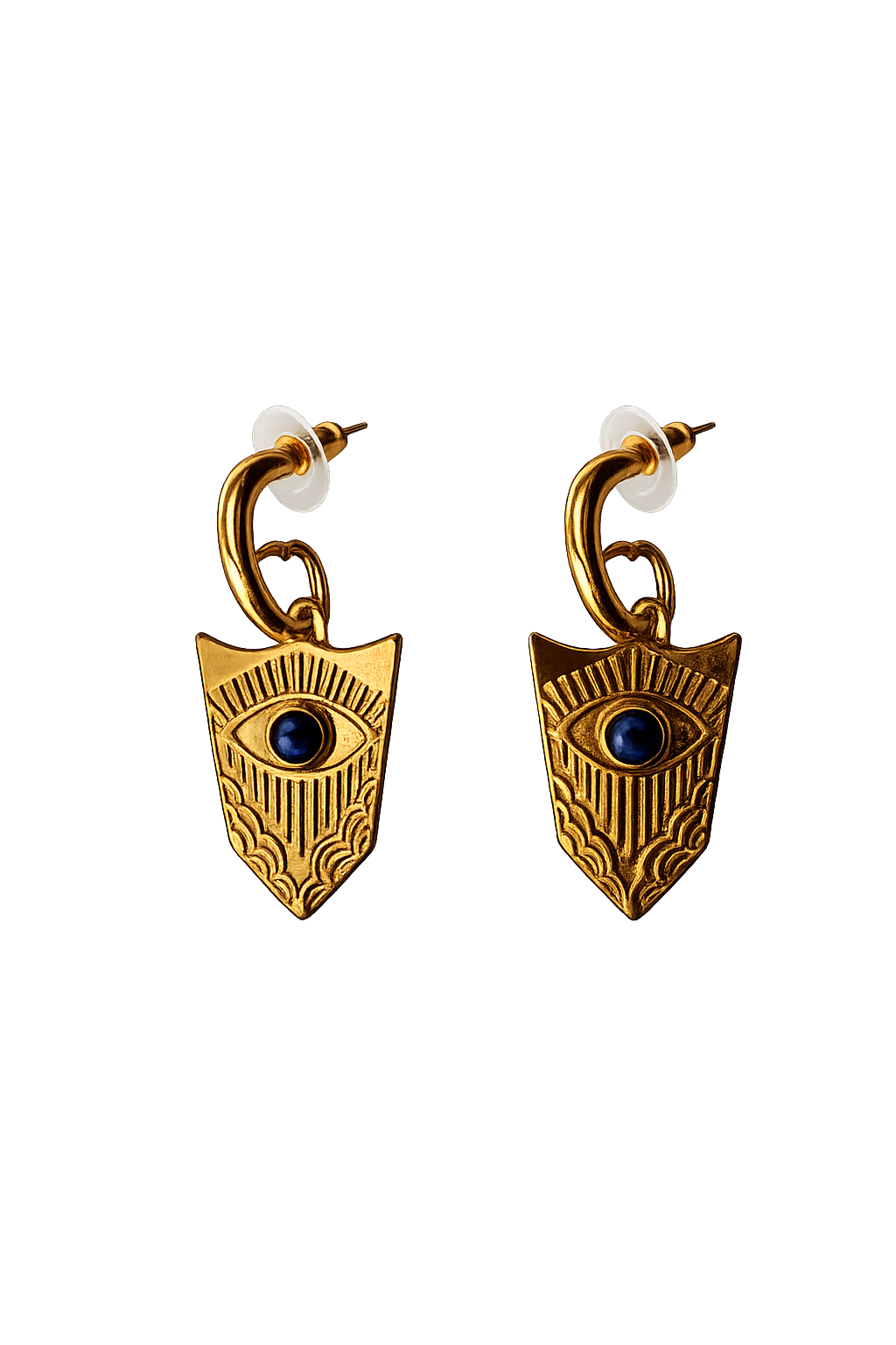 Gold plated  Hoop Evil Eye Shield Earrings