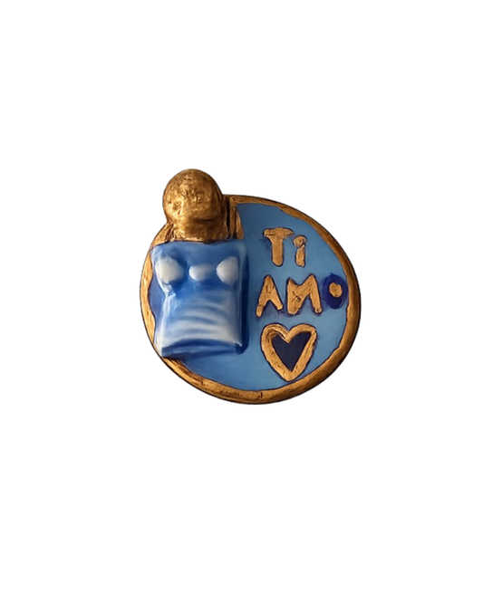 TI AMO Round Porcelain Brooch
