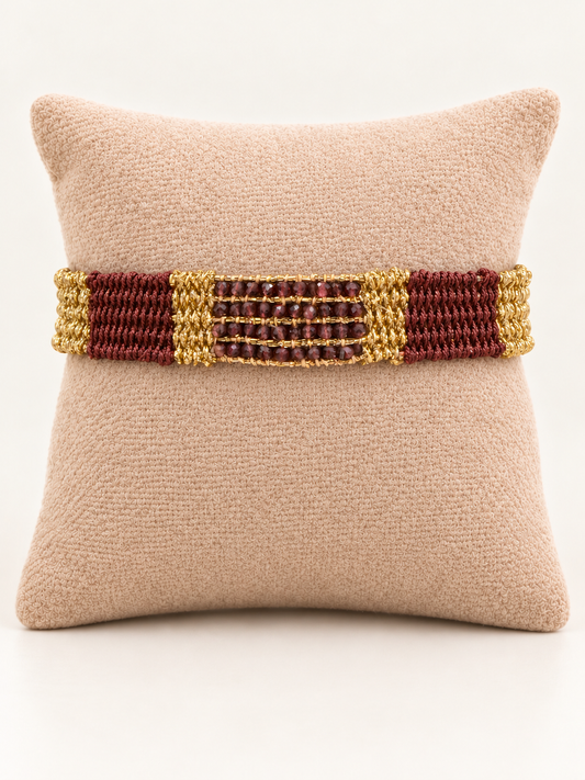 Garnet Hand Woven One of a Kind Bracelet