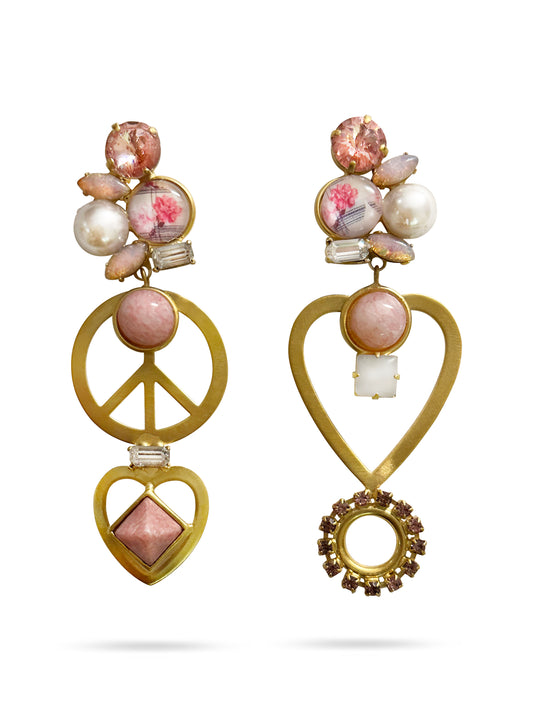 Make Love and Peace Statement Stud Earrings