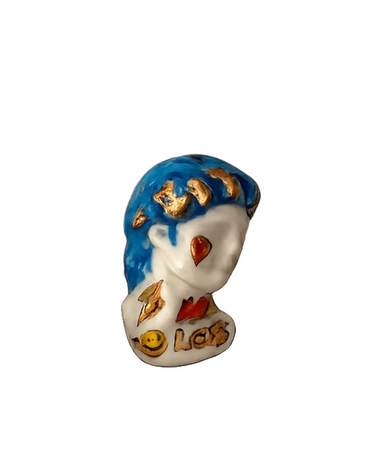 David Bust Head in Graffiti Style Porcelain Brooch