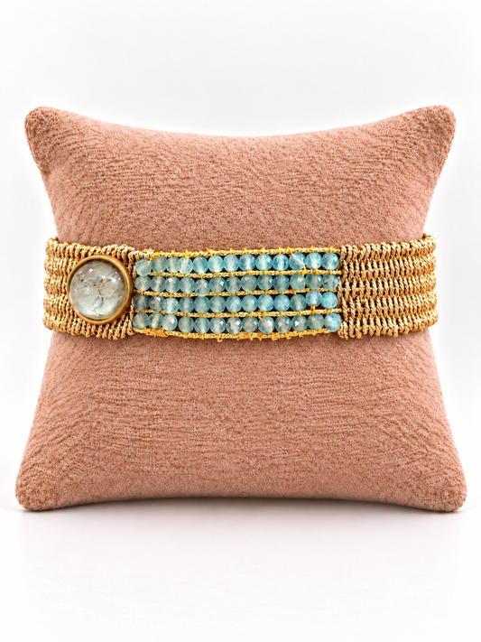 Aquamarine Hand Woven Bracelet