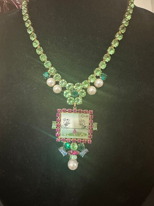 Lenticular playful mouse necklace