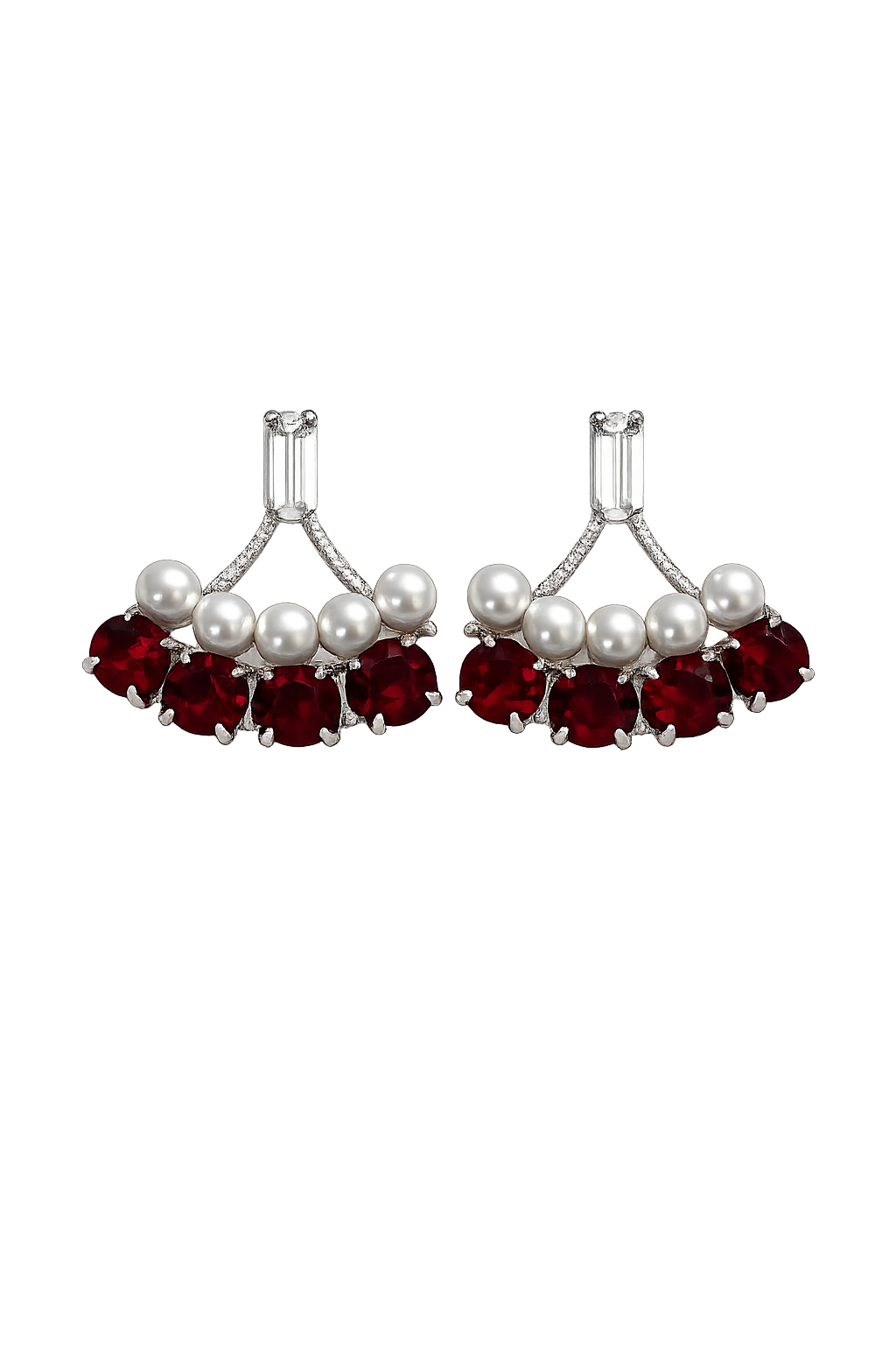 Ruby Crystal Ear jacket Earrings