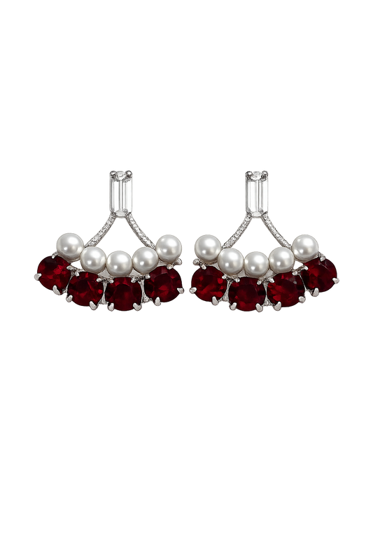 Ruby Crystal Ear jacket Earrings
