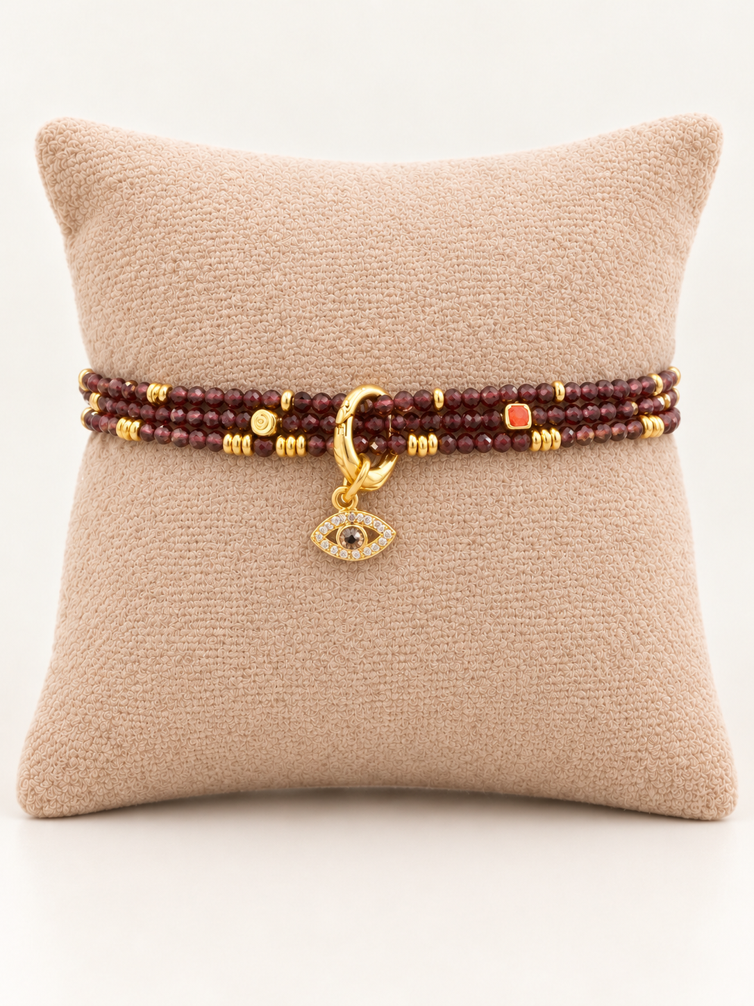 3 Strand Garnet Gemstone Crystal Bracelet