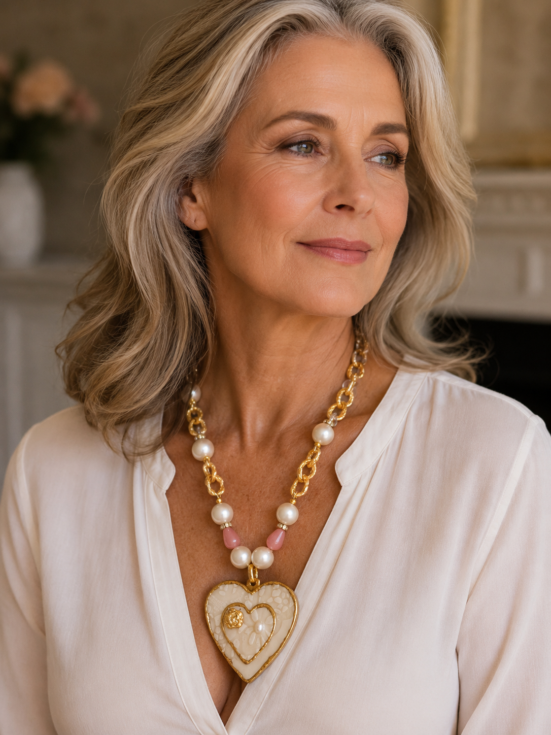 Double Porcelain Heart Necklace