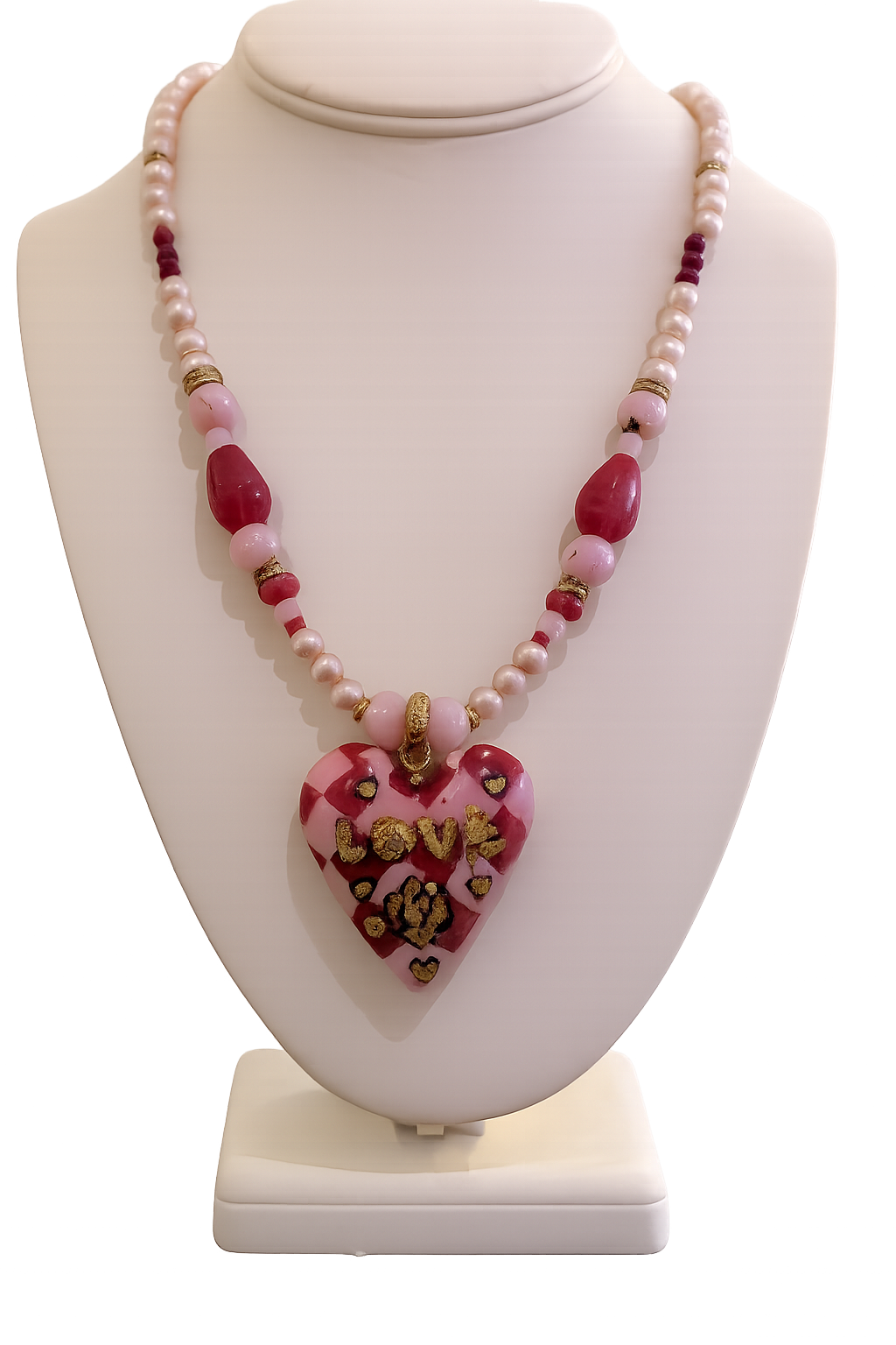 Shell Pink Porcelain Heart Necklace