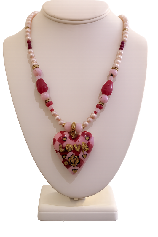 Shell Pink Porcelain Heart Necklace