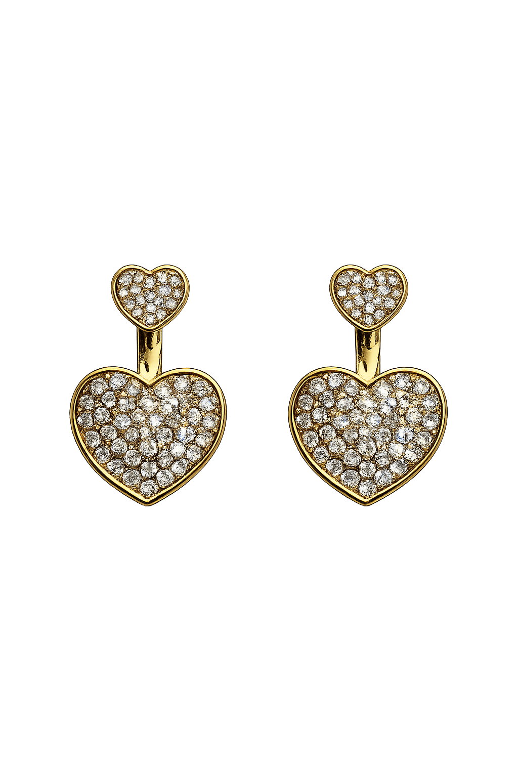 Crystal Double Heart Ear Jacket Earrings
