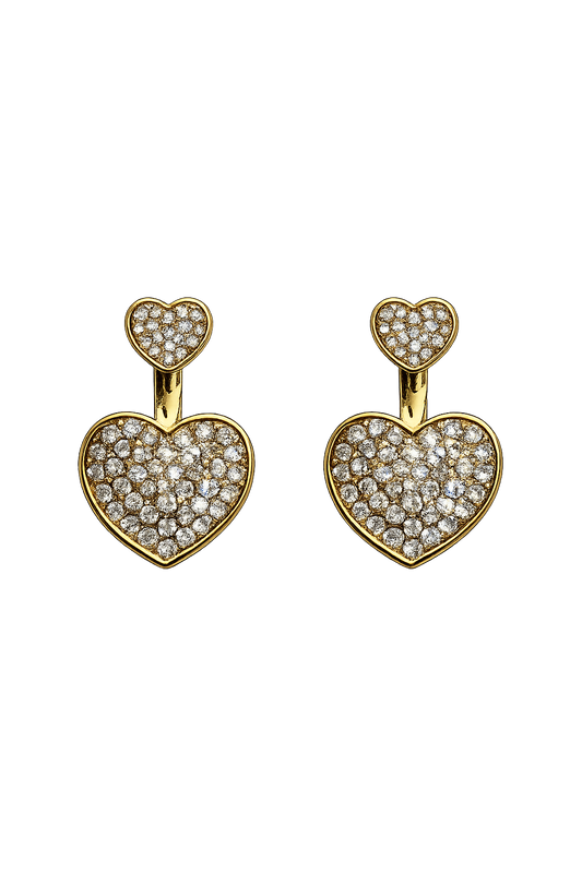 Crystal Double Heart Ear Jacket Earrings