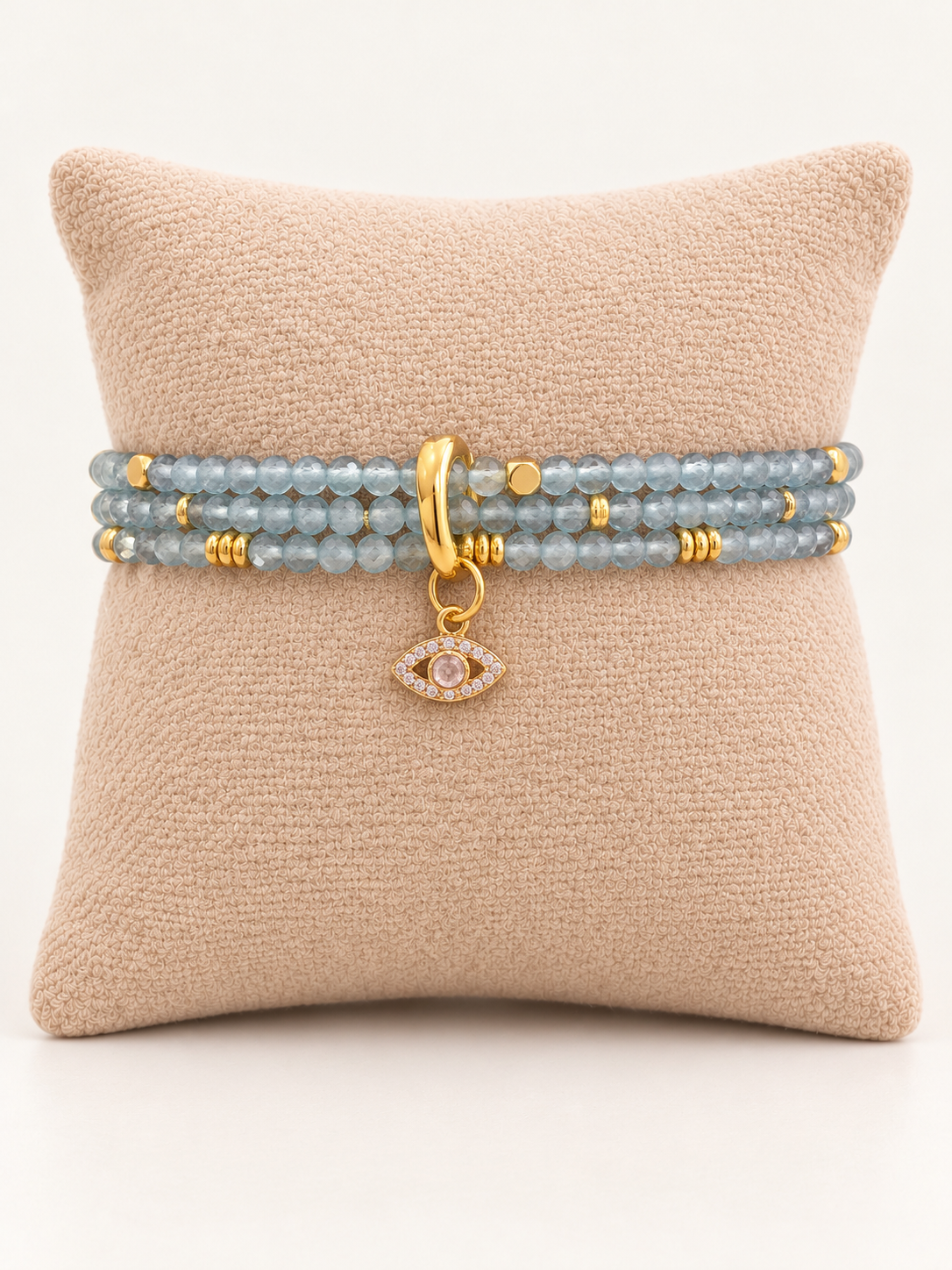 Dainty 3 Strand Aquamarine Gemstone Crystal Bracelet