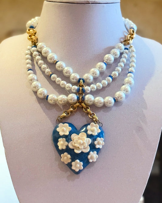 Positano Porcelain Heart Statement Necklace