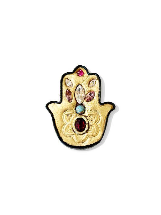 Hand formed Gold Hamsa Pin/Brooch