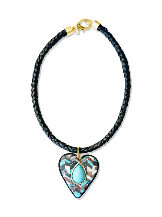 Moroccan Heart Shaped Tile Statement Necklace