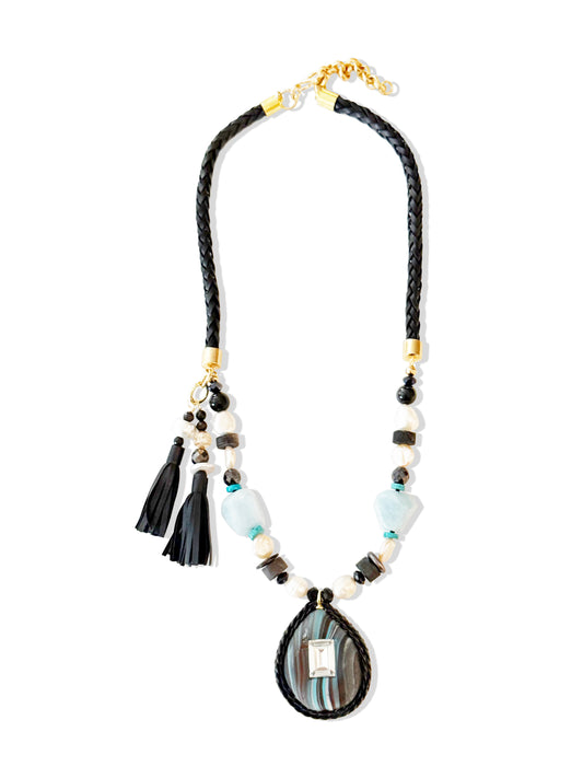 Blue Caravan Long Statement Necklace