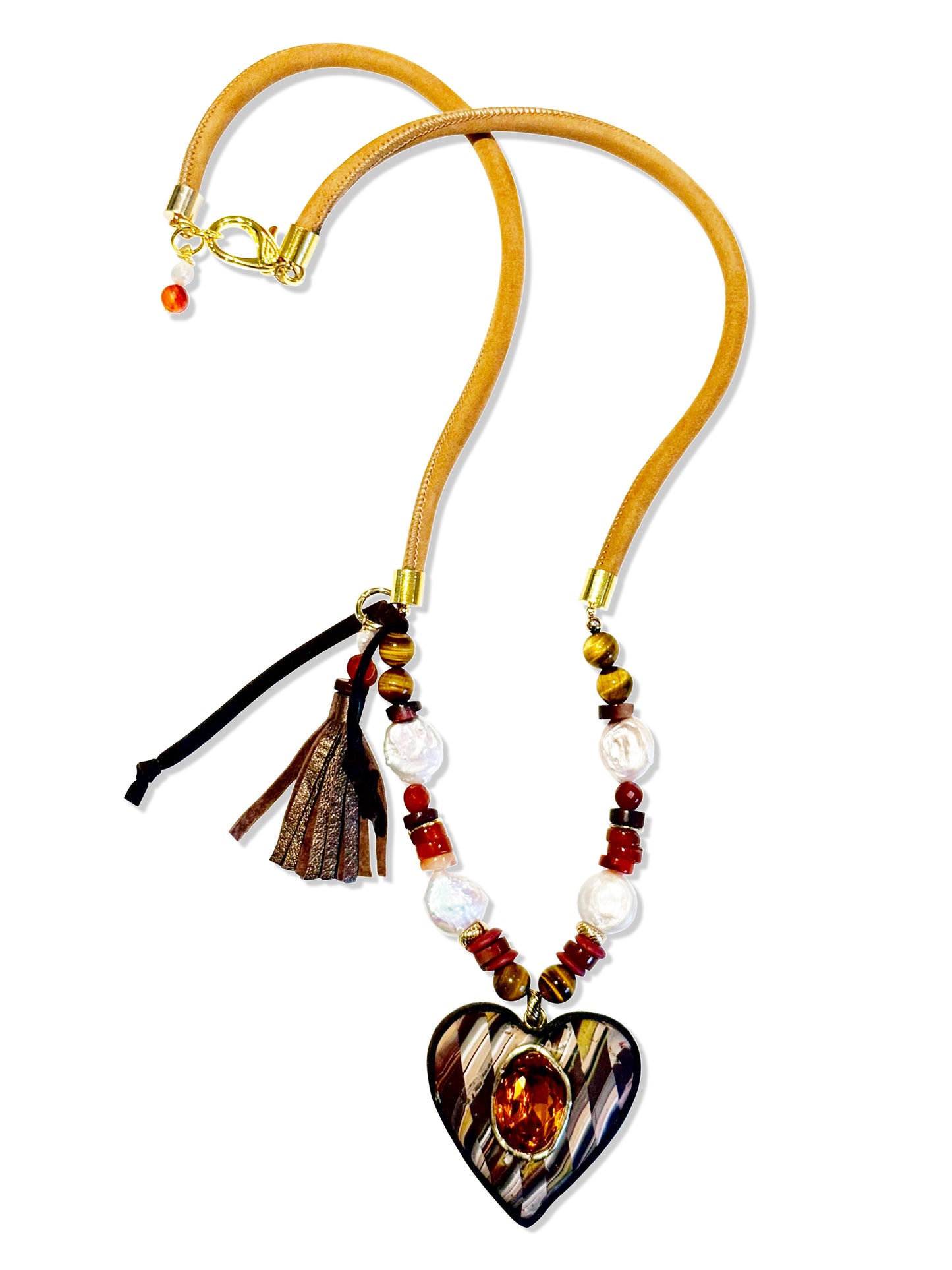 Sand Tone Long Statement Necklace