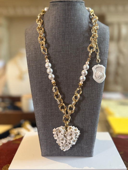 Fresh Mist Air Porcelain Heart Necklace