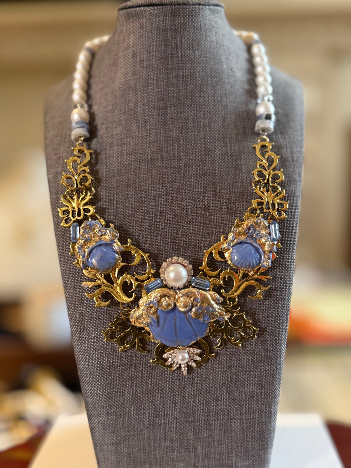 Capri Shell and Pearl Filigree Necklace