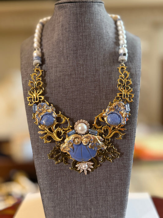 Capri Shell and Pearl Filigree Necklace