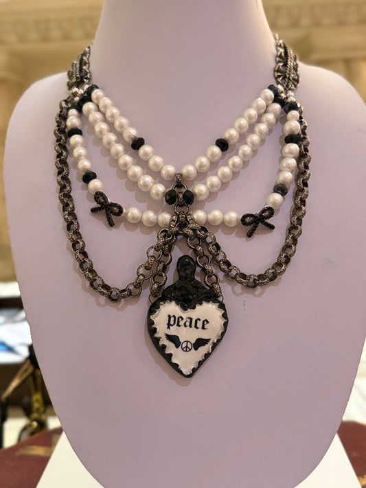 Midnight Romance in Italy Porcelain Necklace
