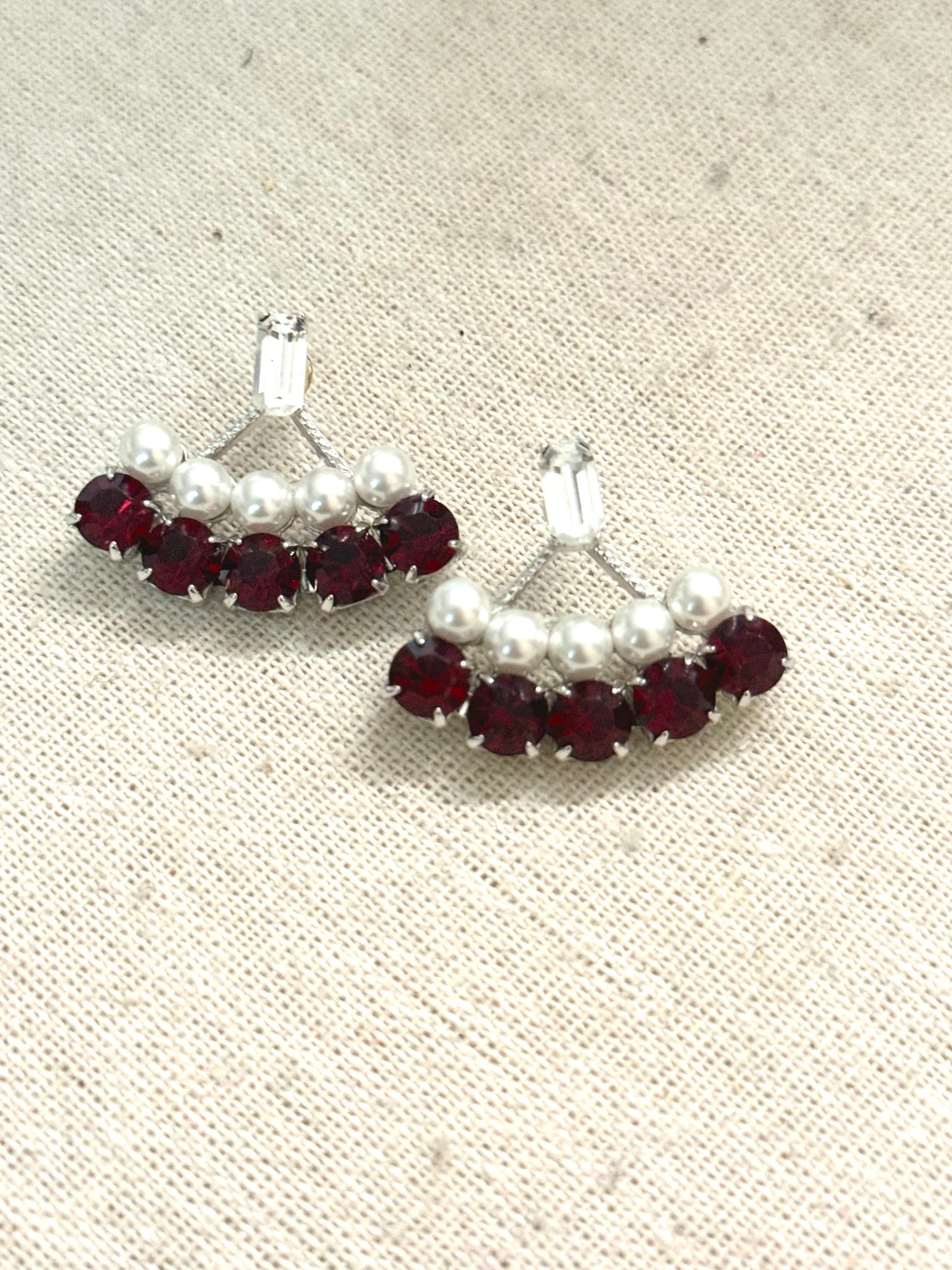 Ruby Crystal Ear jacket Earrings