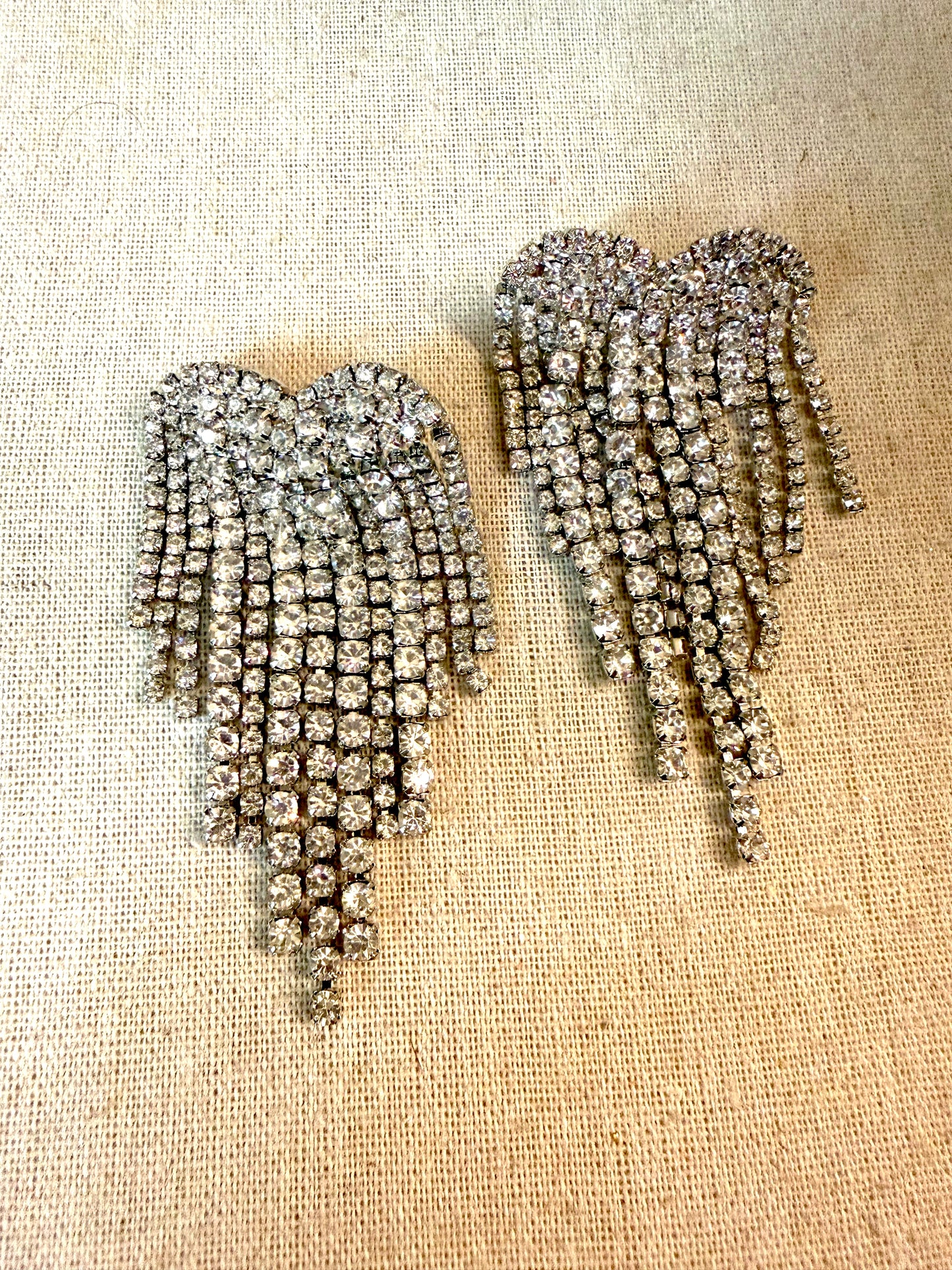 Hanging Crystal Heart Statement Earrings