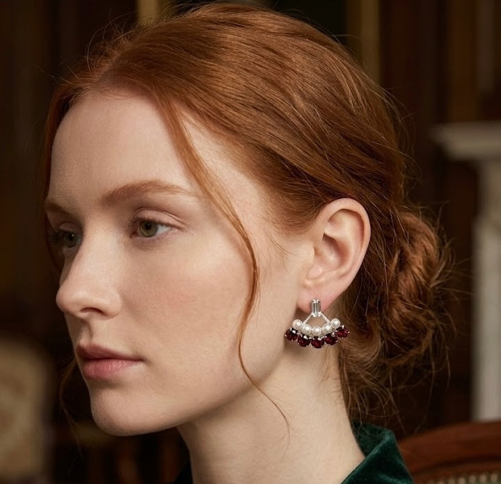 Ruby Crystal Ear jacket Earrings