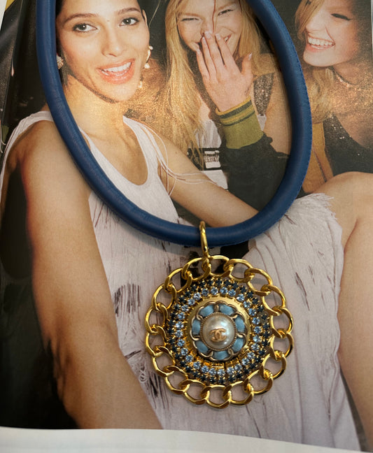 Light Blue Vintage Button Necklace